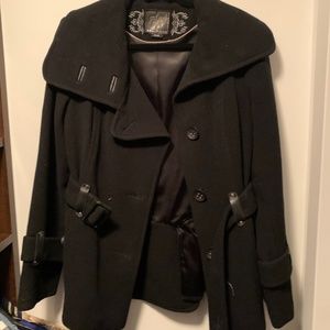 Mackrage Black Winter Coat Belted